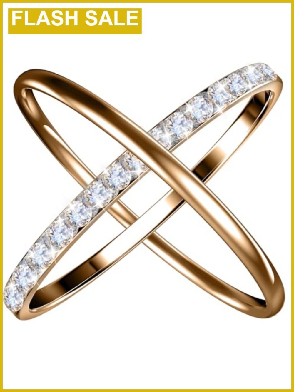 2 Pack 14K Gold Plated Stackable Rings Cubic Zirconia Eternity Bands for Smart